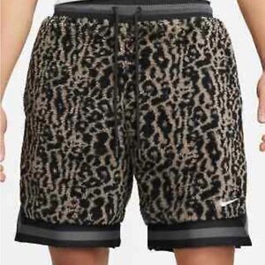 Nike 6” Premium Basketball Moon Fossil Leopard Print Shorts - Black and Brown